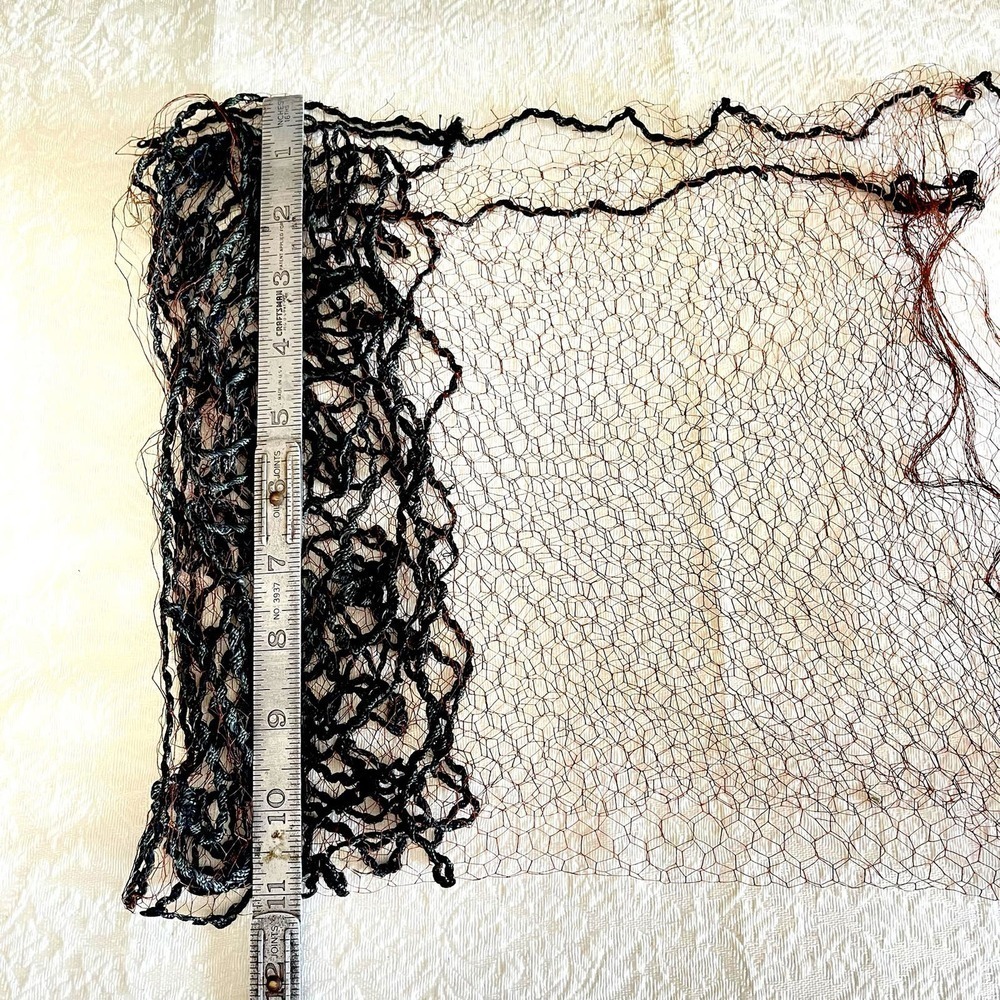 Vintage 1940s Silk Hand Stitched Birdcage Net Veil Fascinator Hat Trim Millinery - Picture 8 of 12